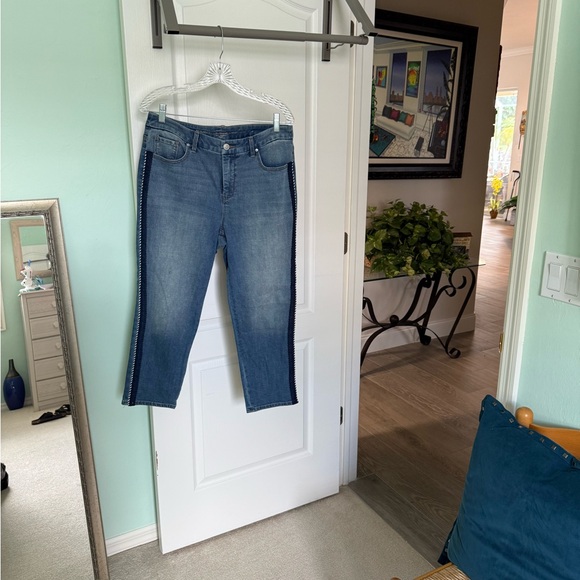 Chico's Denim Ankle Jeans with Dark Side Accents - Picture 1 of 4